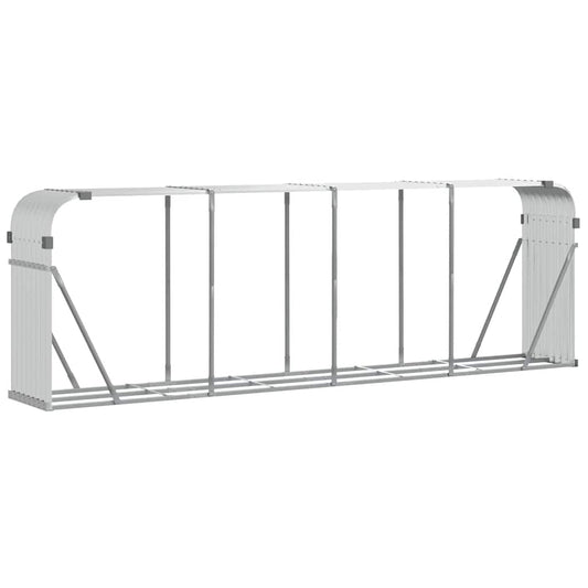 vidaXL Log Holder Silver 300x45x100 cm Galvanised Steel
