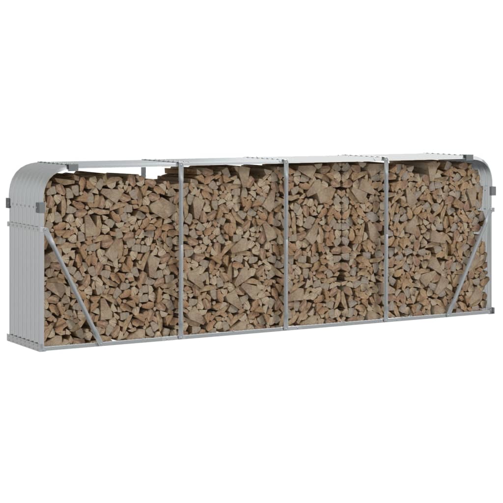 vidaXL Log Holder Silver 300x45x100 cm Galvanised Steel