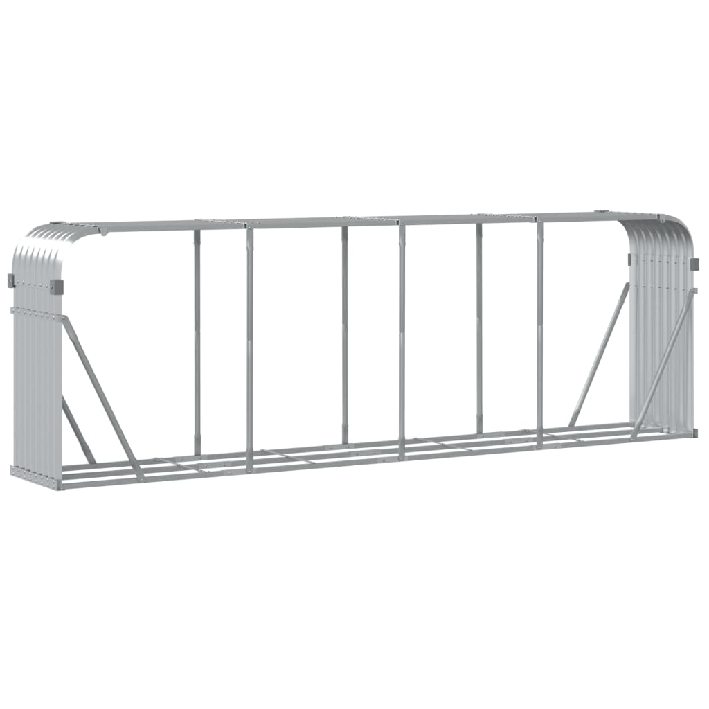 vidaXL Log Holder Silver 300x45x100 cm Galvanised Steel