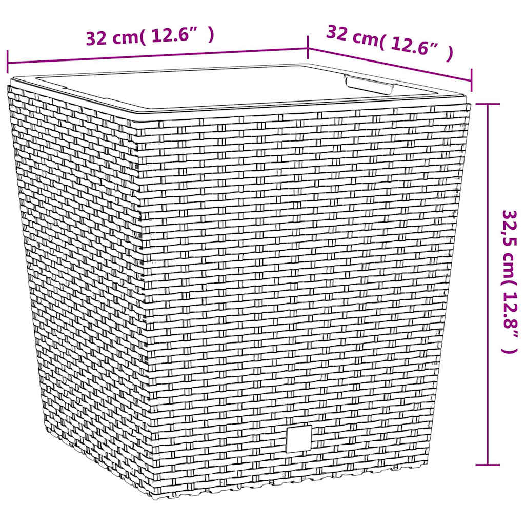 vidaXL Planter with Removable Inner Brown 21 / 32 L PP Rattan