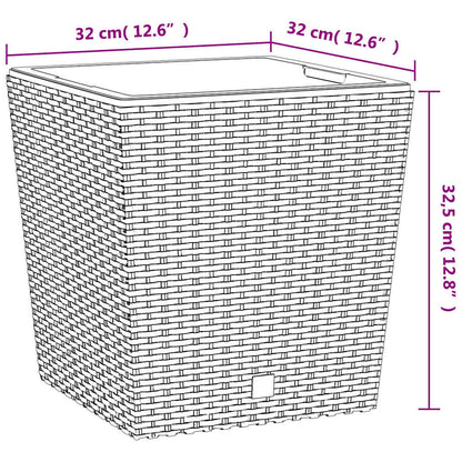 vidaXL Planter with Removable Inner Brown 21 / 32 L PP Rattan