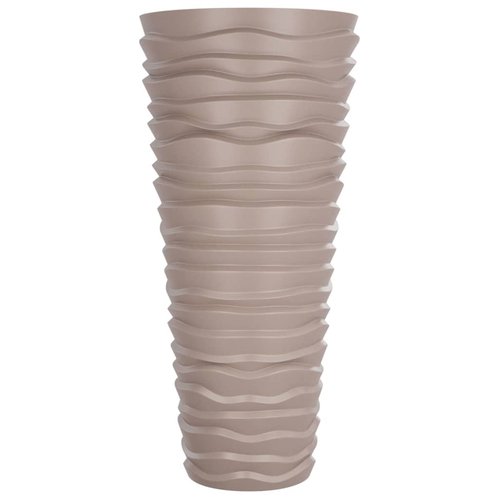 vidaXL Planter with Removable Inner Mocha 18/45 L PP Grooved Look