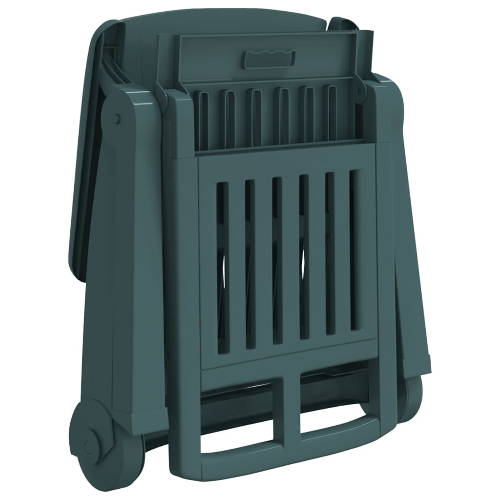 vidaXL Folding Sun Lounger with Wheels Green PP