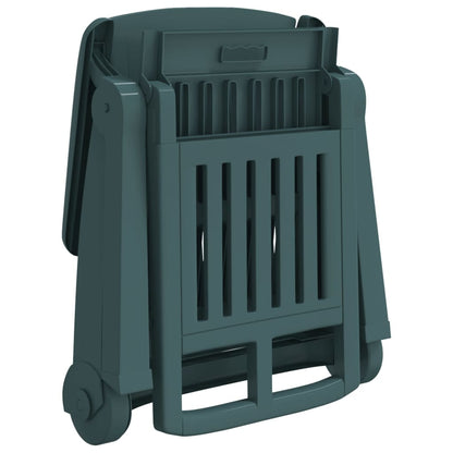 vidaXL Folding Sun Lounger with Wheels Green PP