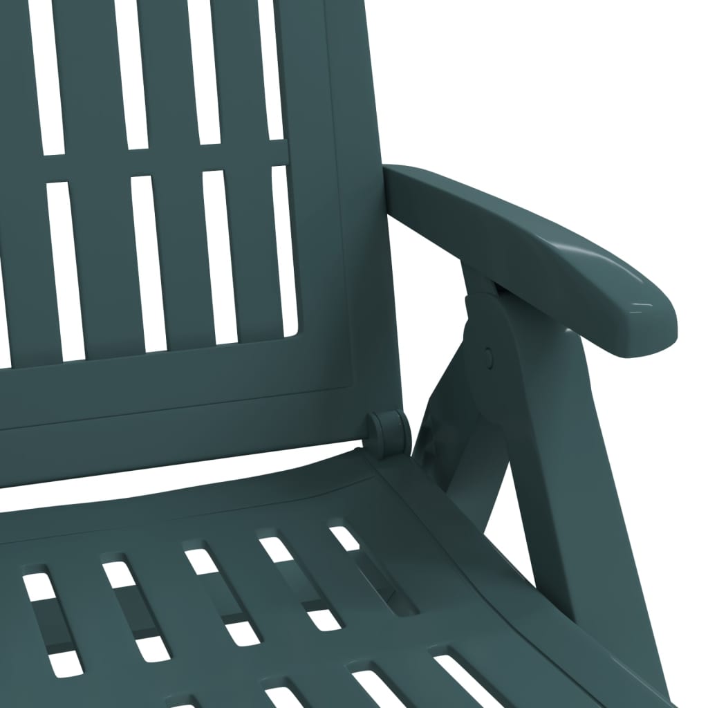 vidaXL Folding Sun Lounger with Wheels Green PP
