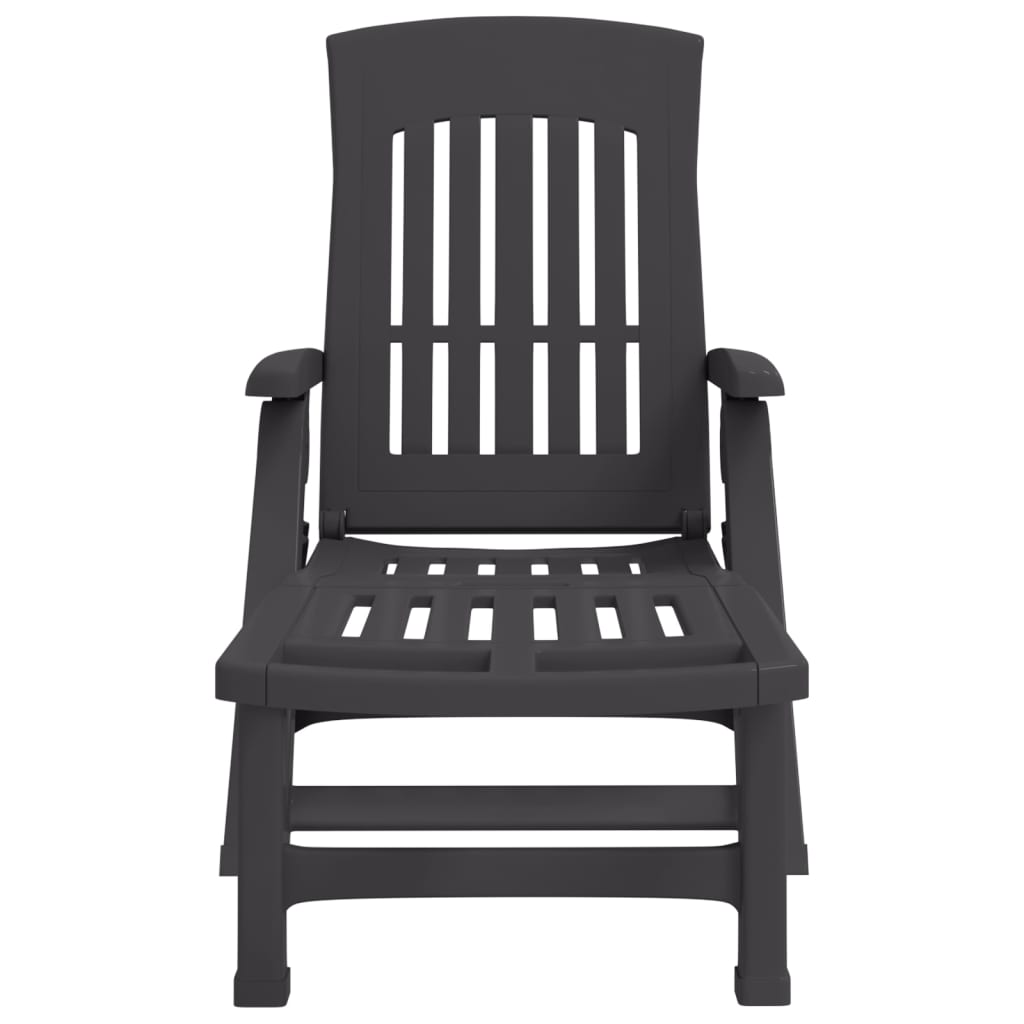 vidaXL Folding Sun Lounger with Wheels Anthracite PP
