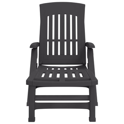vidaXL Folding Sun Lounger with Wheels Anthracite PP