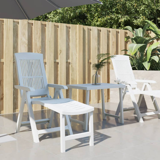 vidaXL Sun Lounger | White | Plastic | Standard Sun Lounger Size | Foldable