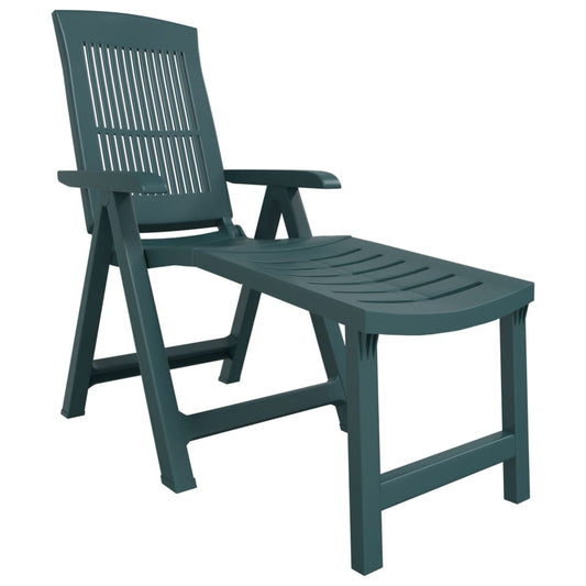 vidaXL Sun Lounger | Green | Plastic | Standard | Foldable | Sun Lounger