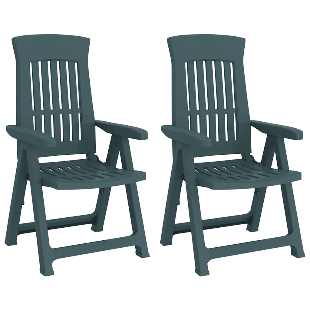 vidaXL Garden Reclining Chair | Set of 2 | Green | Polypropylene (PP) | Medium