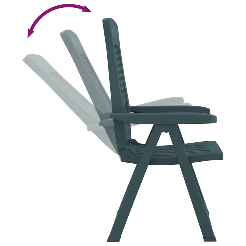vidaXL Garden Reclining Chair | Set of 2 | Green | Polypropylene (PP) | Medium