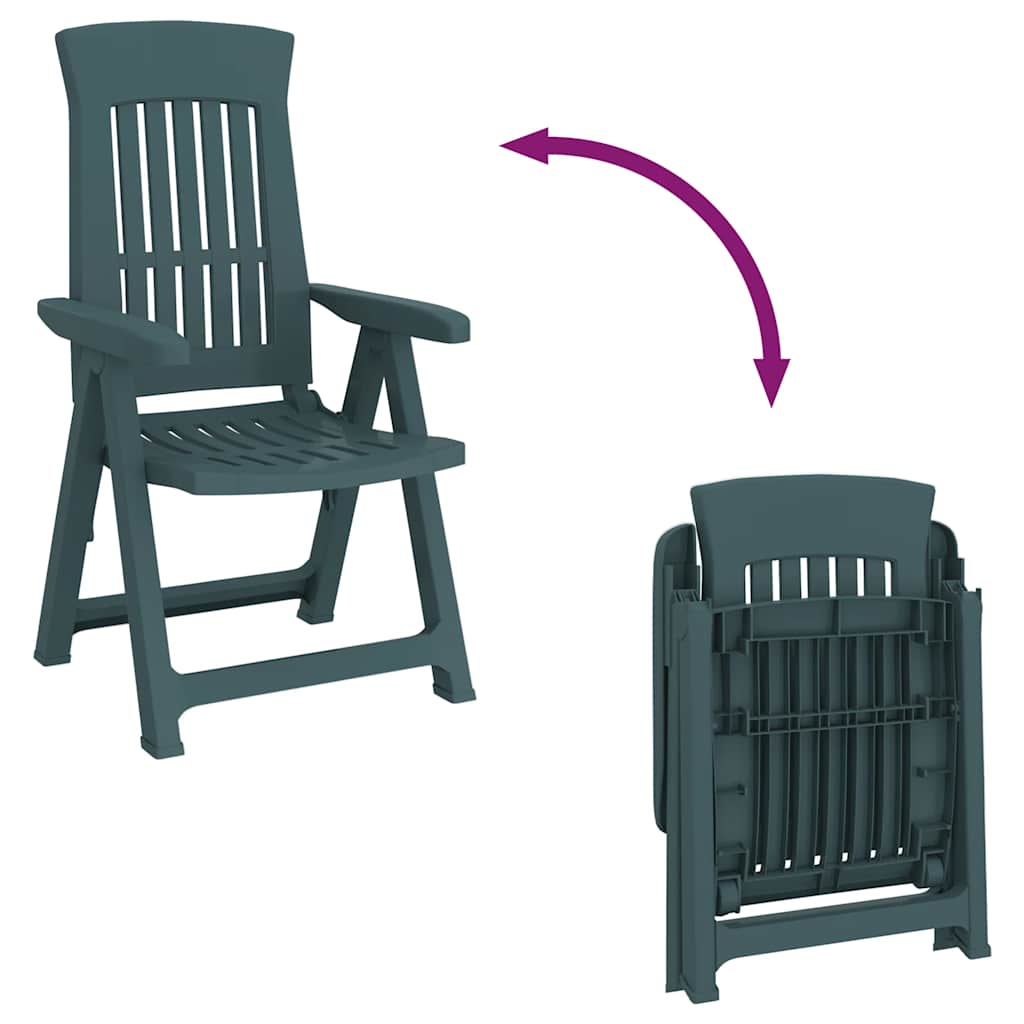 vidaXL Garden Reclining Chair | Set of 2 | Green | Polypropylene (PP) | Medium