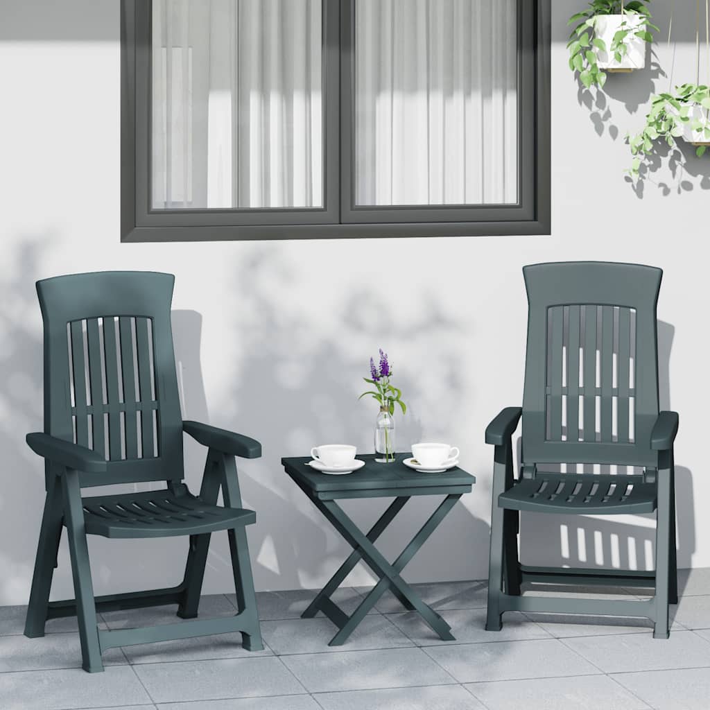 vidaXL Garden Reclining Chair | Set of 2 | Green | Polypropylene (PP) | Medium