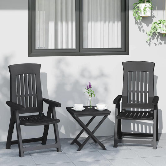 vidaXL Reclining Folding Chairs 2 pcs Anthracite PP