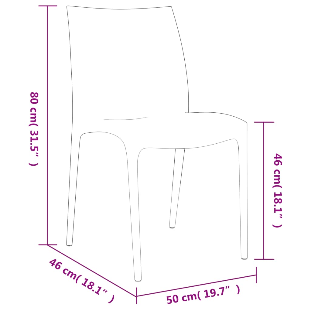 vidaXL Garden Chair | Set of 2 | Anthracite | Polypropylene | 50x46x80 cm