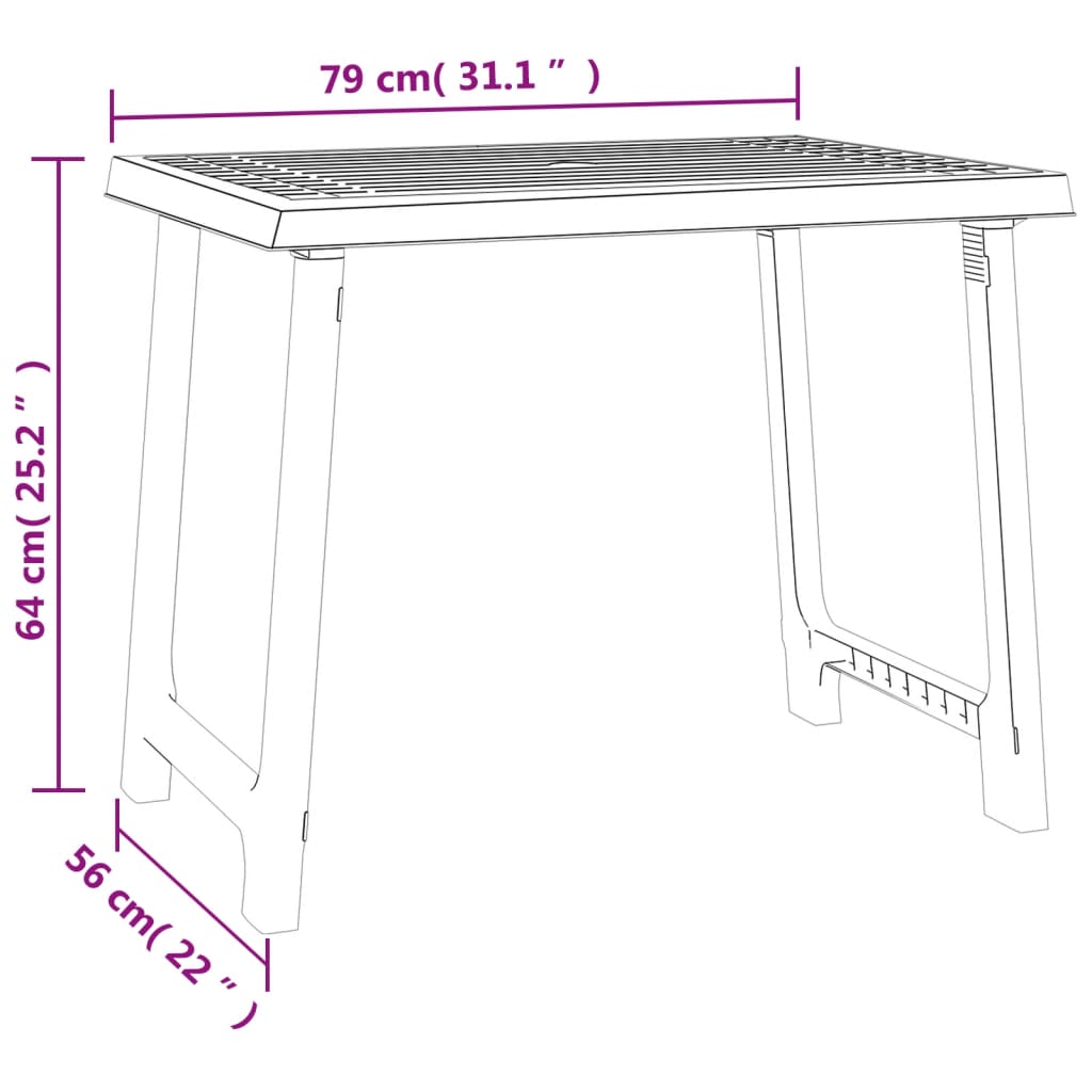 vidaXL Camping Table Green 79x56x64 cm PP Wooden Look