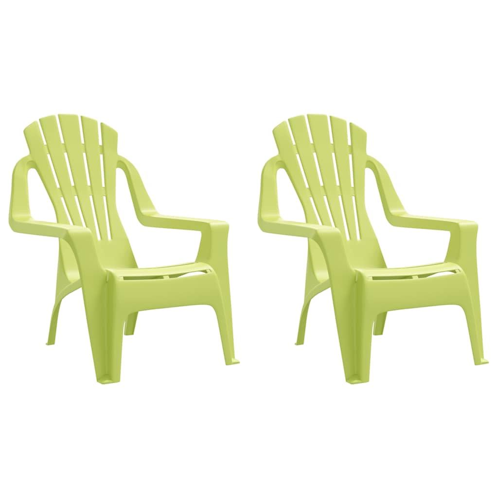 vidaXL Garden Chairs 2 pcs for Children Green 37x34x44cm PP Wooden Look
