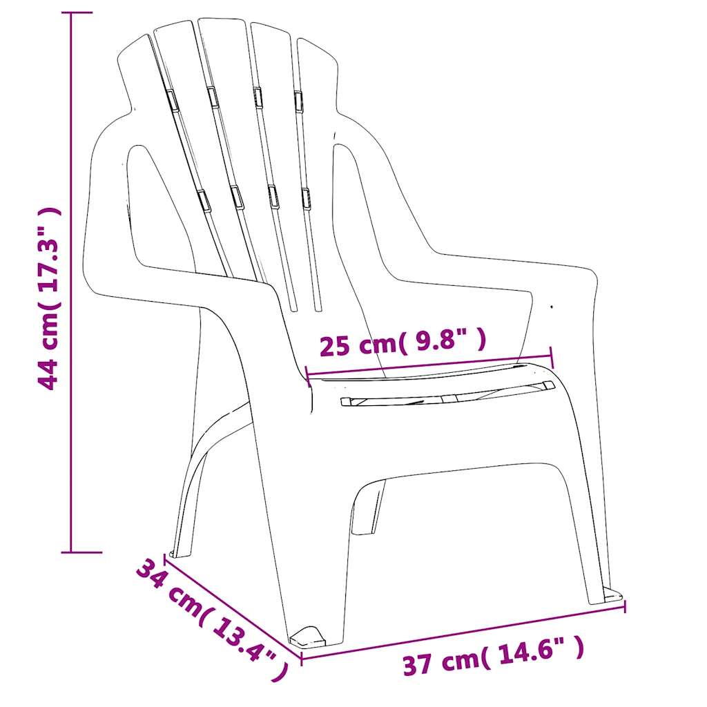 vidaXL Garden Chairs 2 pcs for Children Green 37x34x44cm PP Wooden Look