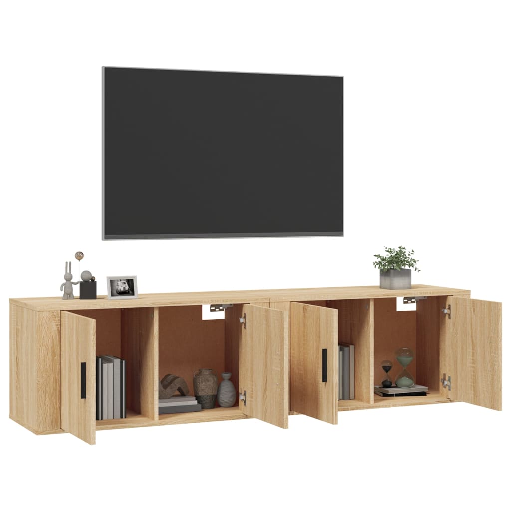 vidaXL 2 Piece Wall-mounted TV Cabinet Set Sonoma Oak 80x34,5x40 cm