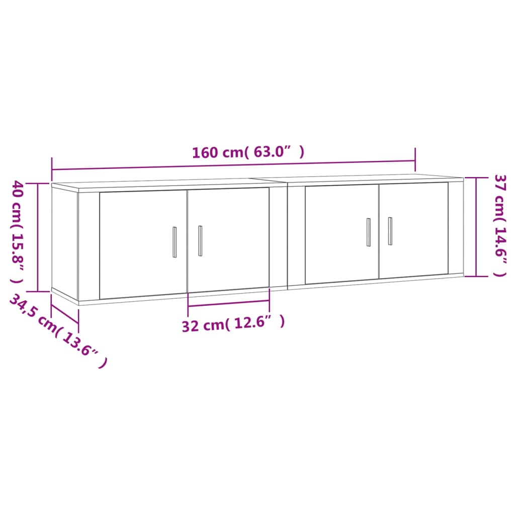 vidaXL Wall-mounted TV Cabinets 2 pcs Sonoma Oak 80x34.5x40 cm