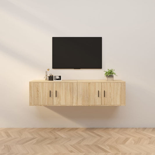 vidaXL 2 Piece Wall-mounted TV Cabinet Set Sonoma Oak 80x34,5x40 cm