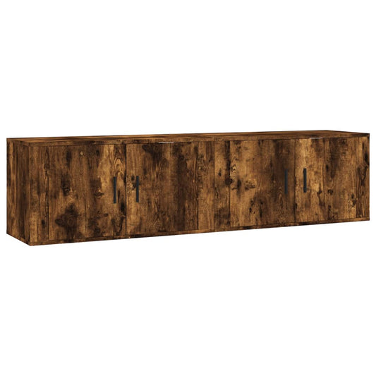 vidaXL 2 Piece Wall-mounted TV Cabinet Set Smoked Oak 80x34,5x40 cm