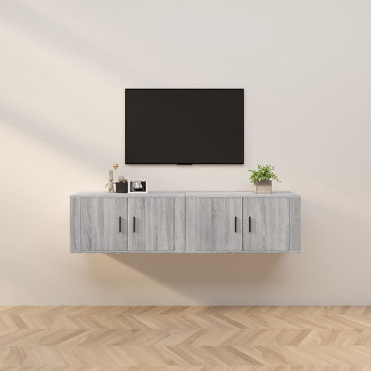 vidaXL 2 Piece Wall-mounted TV Cabinet Set Grey Sonoma 80x34,5x40 cm