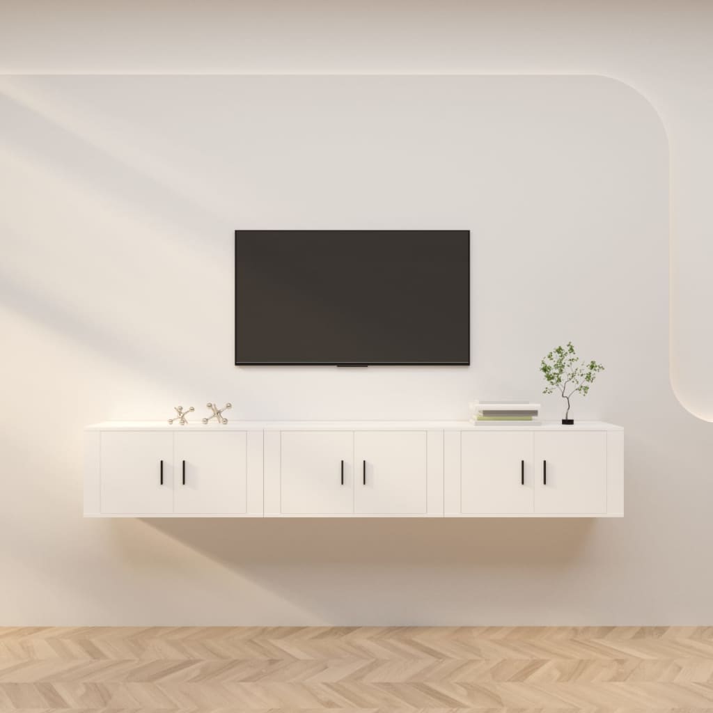 vidaXL 3 Piece Wall-mounted TV Cabinet Set White 80x34,5x40 cm