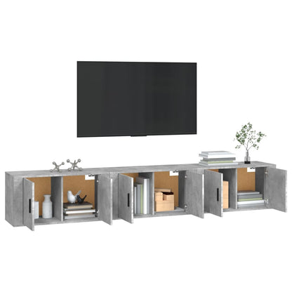 vidaXL 3 Piece Wall-mounted TV Cabinet Set Concrete Grey 80x34,5x40 cm