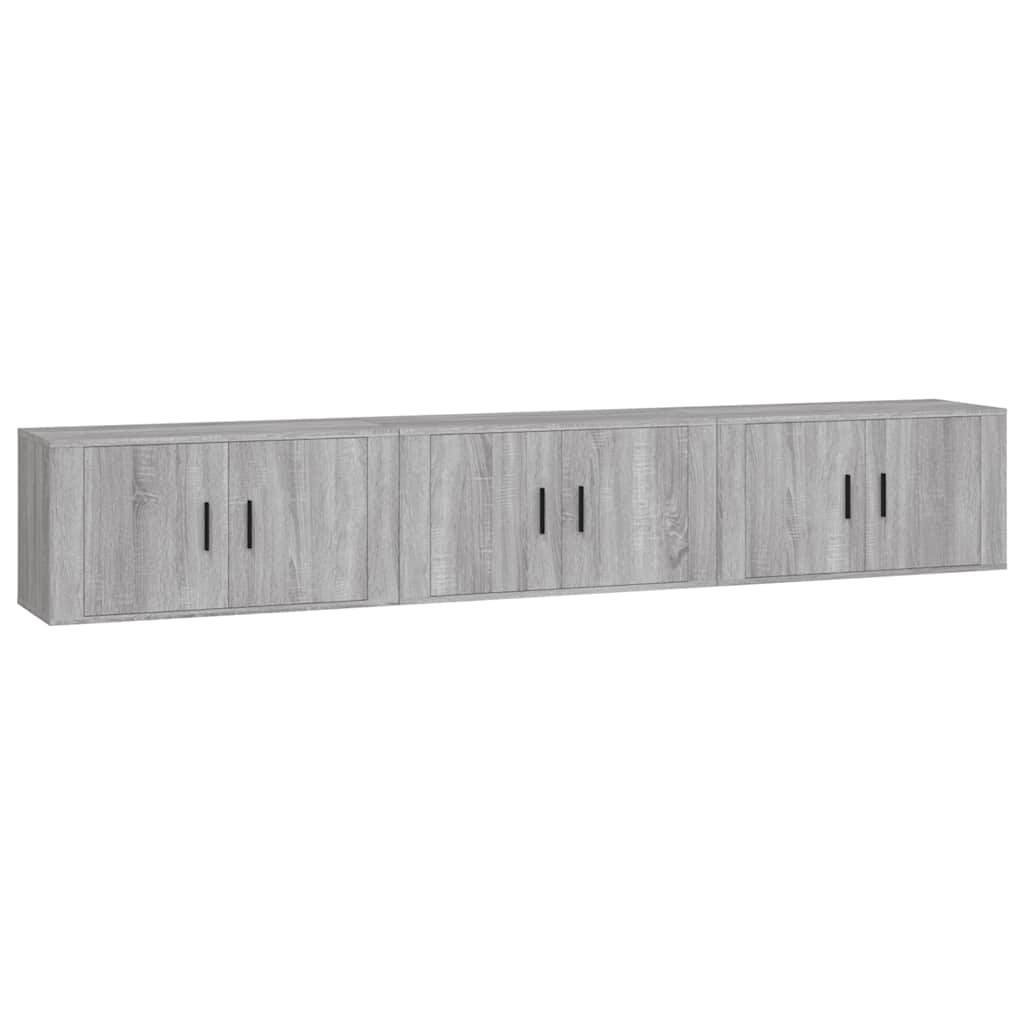vidaXL Wall-mounted TV Cabinets 3 pcs Grey Sonoma 80x34.5x40 cm