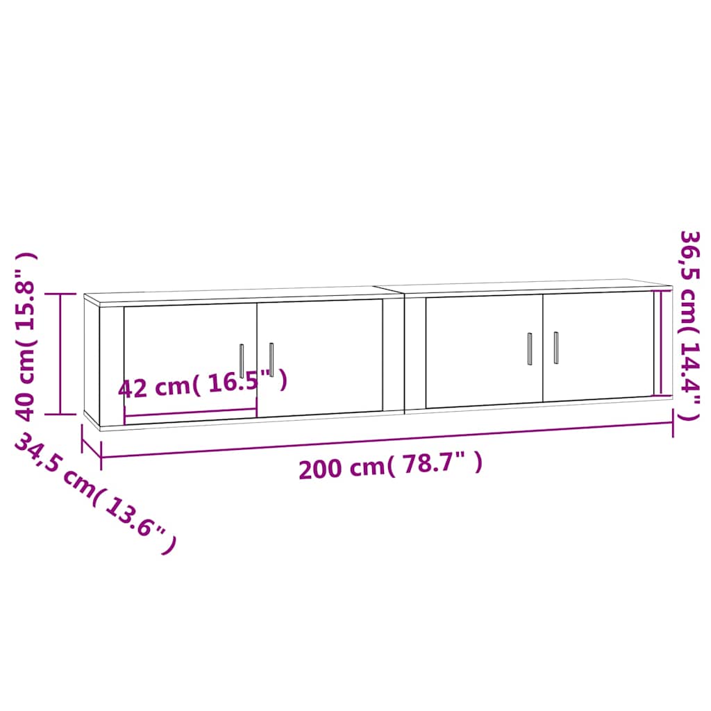 vidaXL 2 Piece Wall-mounted TV Cabinet Set White 100x34,5x40 cm