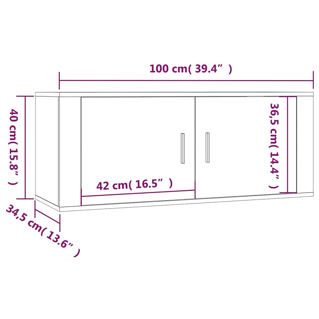 vidaXL 2 Piece Wall-mounted TV Cabinet Set White 100x34,5x40 cm