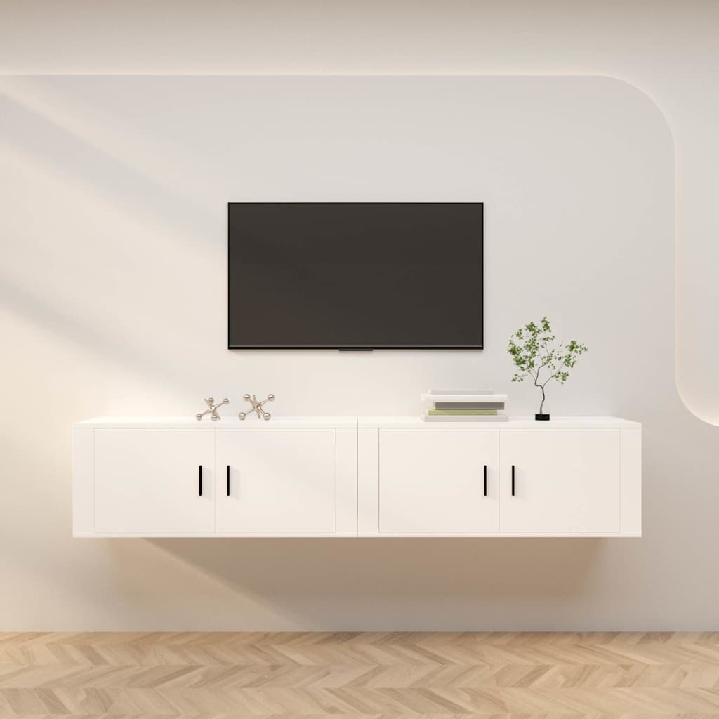 vidaXL 2 Piece Wall-mounted TV Cabinet Set White 100x34,5x40 cm