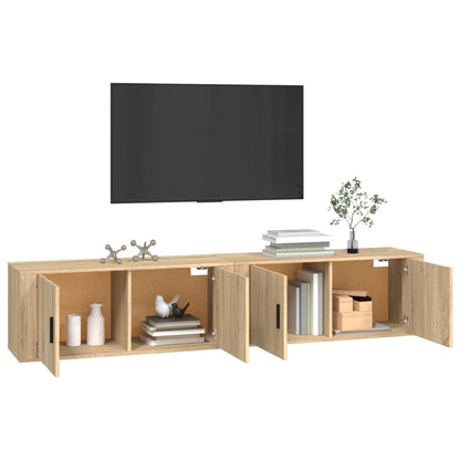 vidaXL 2 Piece Wall-mounted TV Cabinet Set Sonoma Oak 100x34,5x40 cm