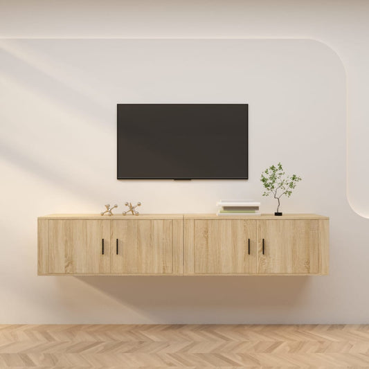 vidaXL 2 Piece Wall-mounted TV Cabinet Set Sonoma Oak 100x34,5x40 cm