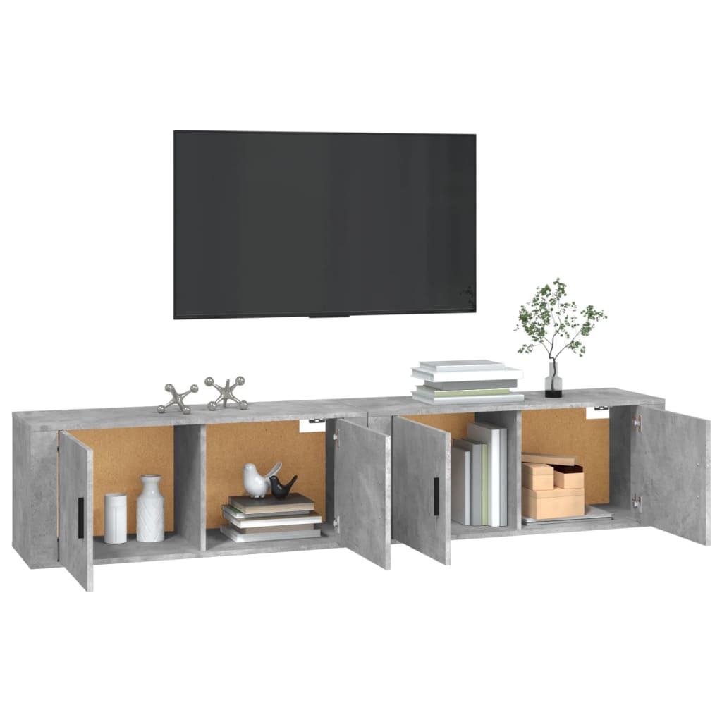 vidaXL 2 Piece Wall-mounted TV Cabinet Set Concrete Grey 100x34,5x40 cm