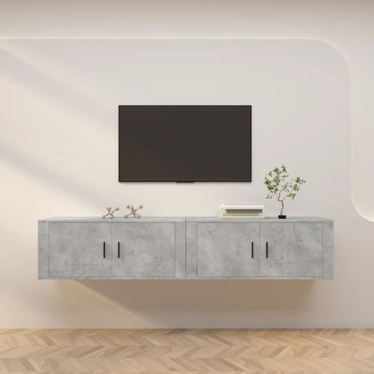 vidaXL 2 Piece Wall-mounted TV Cabinet Set Concrete Grey 100x34,5x40 cm