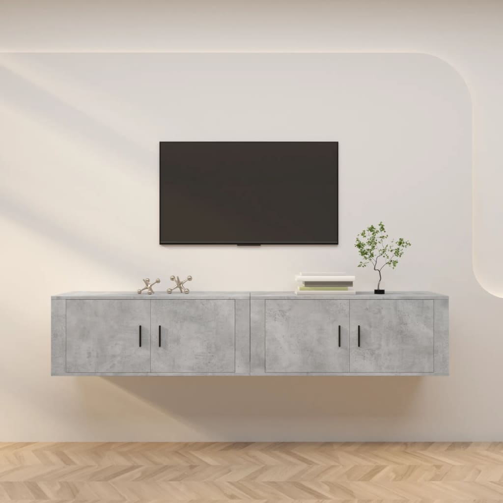 vidaXL 2 Piece Wall-mounted TV Cabinet Set Concrete Grey 100x34,5x40 cm