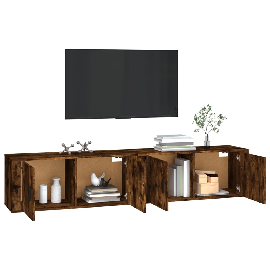 vidaXL 2 Piece Wall-mounted TV Cabinet Set Smoked Oak 100x34,5x40 cm