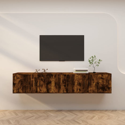 vidaXL 2 Piece Wall-mounted TV Cabinet Set Smoked Oak 100x34,5x40 cm