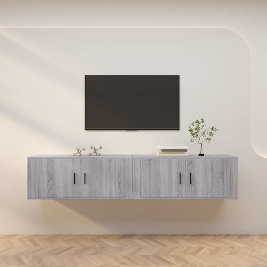 vidaXL 2 Piece Wall-mounted TV Cabinet Set Grey Sonoma 100x34,5x40 cm