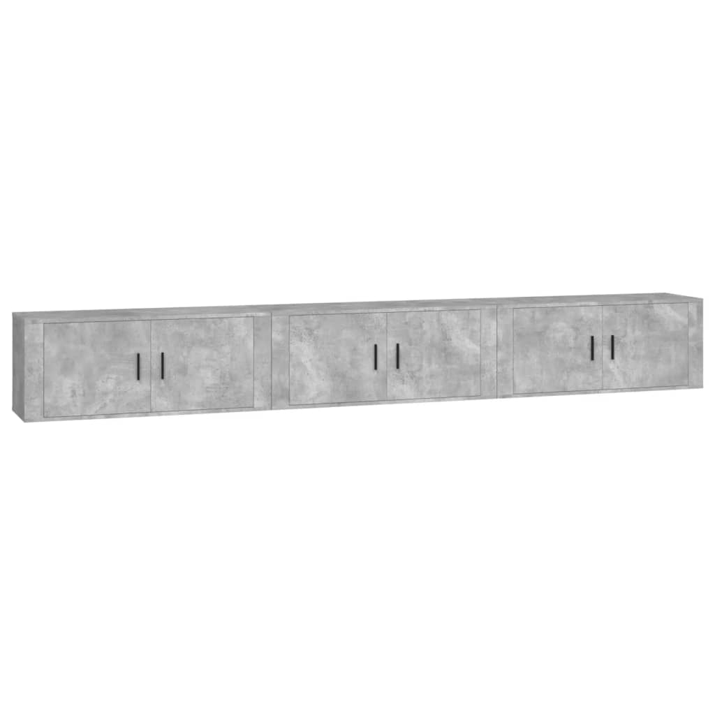 vidaXL 3 Piece Wall-mounted TV Cabinet Set Concrete Grey 100x34,5x40 cm