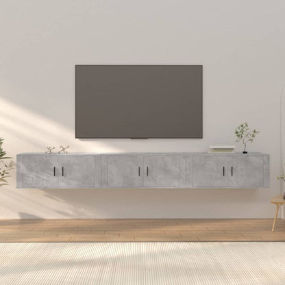 vidaXL 3 Piece Wall-mounted TV Cabinet Set Concrete Grey 100x34,5x40 cm