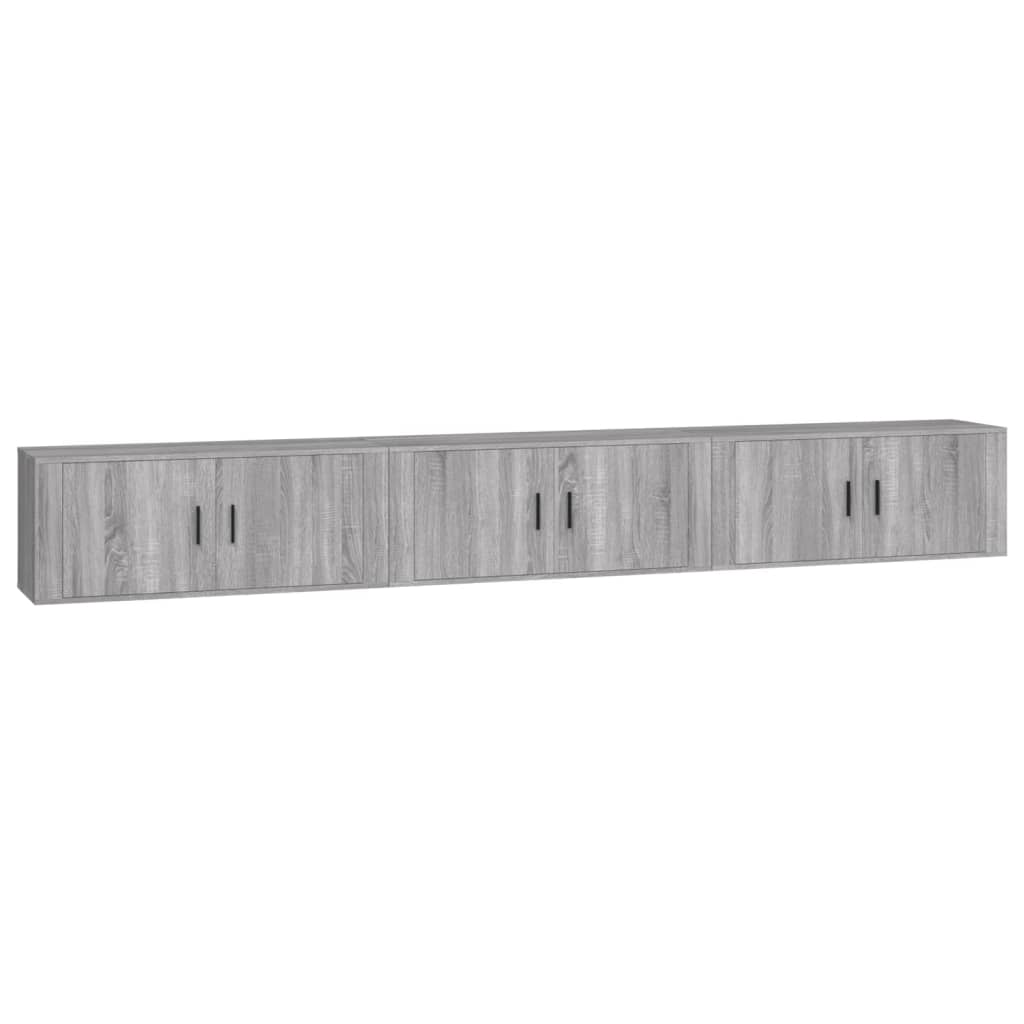 vidaXL Wall-mounted TV Cabinets 3 pcs Grey Sonoma 100x34.5x40 cm