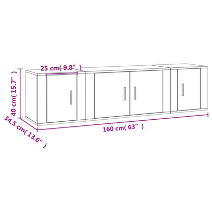 vidaXL 3 Piece TV Cabinet Set White Engineered Wood
