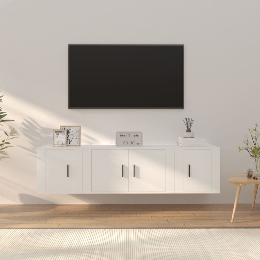 vidaXL 3 Piece TV Cabinet Set White Engineered Wood