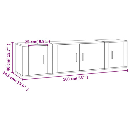 vidaXL 3 Piece TV Cabinet Set Smoked Oak Engineered Wood