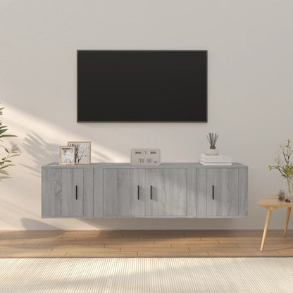 vidaXL 3 Piece TV Cabinet Set Grey Sonoma Engineered Wood