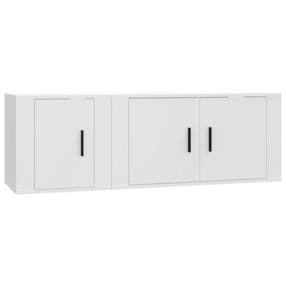 vidaXL 2 Piece TV Cabinet Set White Engineered Wood