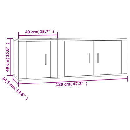 vidaXL 2 Piece TV Cabinet Set White Engineered Wood